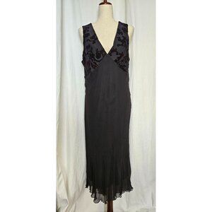 Jonathan Martin Studio Black Silk Sz L Dress Velvet Witchy Whimsygoth Halloween
